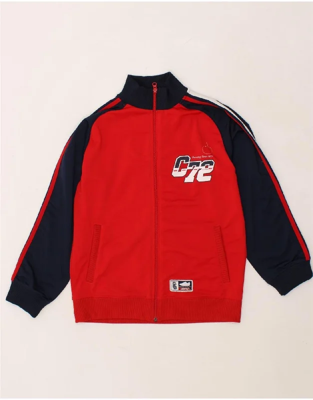 NIKE Womens Graphic Tracksuit Top Jacket UK 14/16 Large Red Colourblock Zip Front Button Front Snap Front