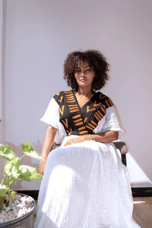 Lidy Handwoven & Hand Embroidered African Dress Tunics Denim casual