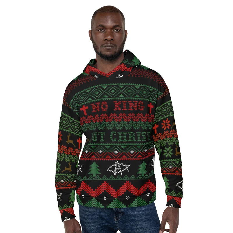 AnarchoChristian No King but Christ Unisex Ugly Christmas Sweater Hoodie Fitted Slim Tailored