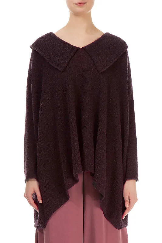 Relaxed Collar Mulberry Wool Sweater Sequined Glittery Shiny