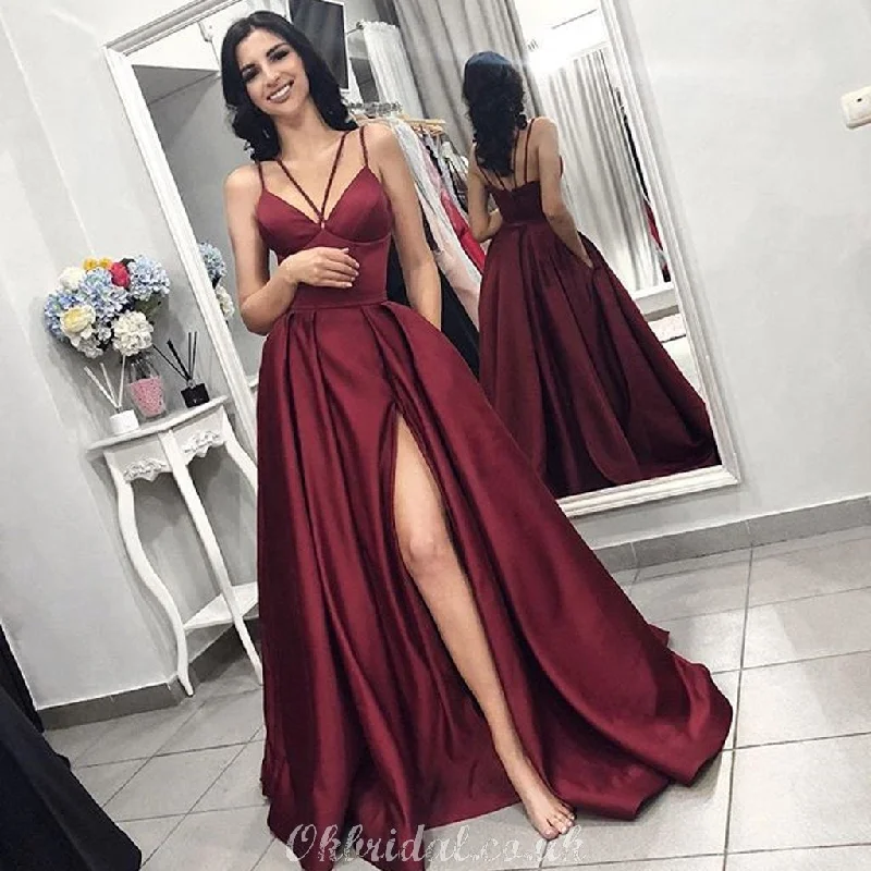 Elegant A-line Satin Backless Sexy Slit Long Prom Dress, FC2541 Tunics Review highly Elegant A-line Satin Backless Sexy Slit Long Prom Dress, FC2541 Tunics Review highly
