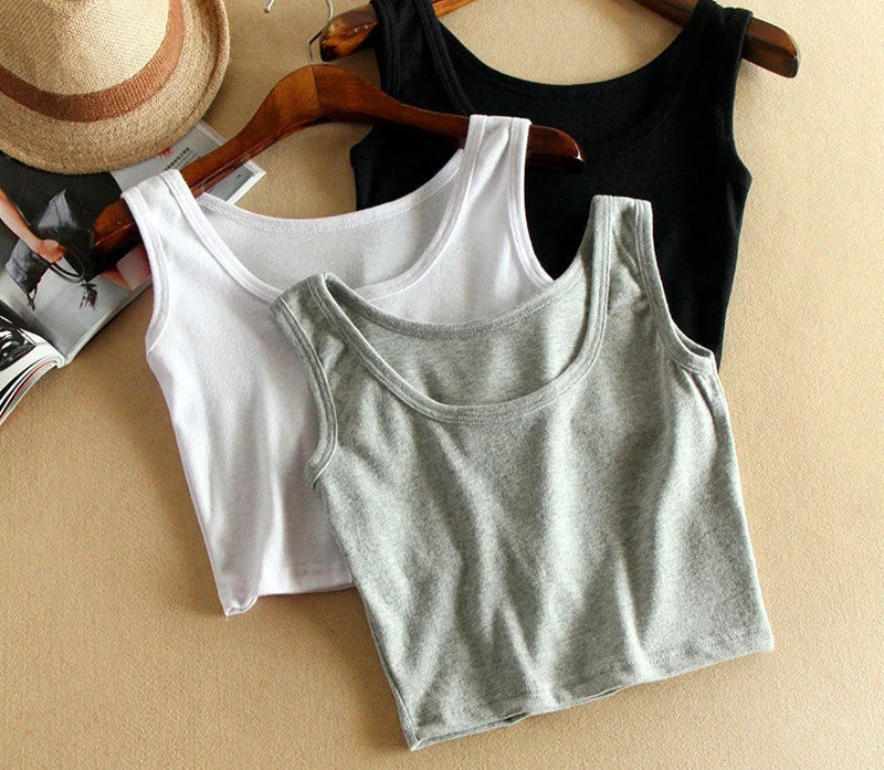 Women Short Crop Top Style Sleeveless U Vintage Croptops Sportwears Tank Tops,Femme Vest Tube Top Satin Blend Silk Blend Wool Blend