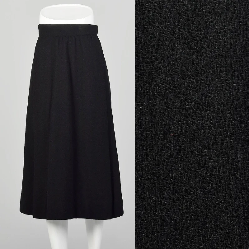 Small 1940s Black Wool Skirt silk skirt smooth