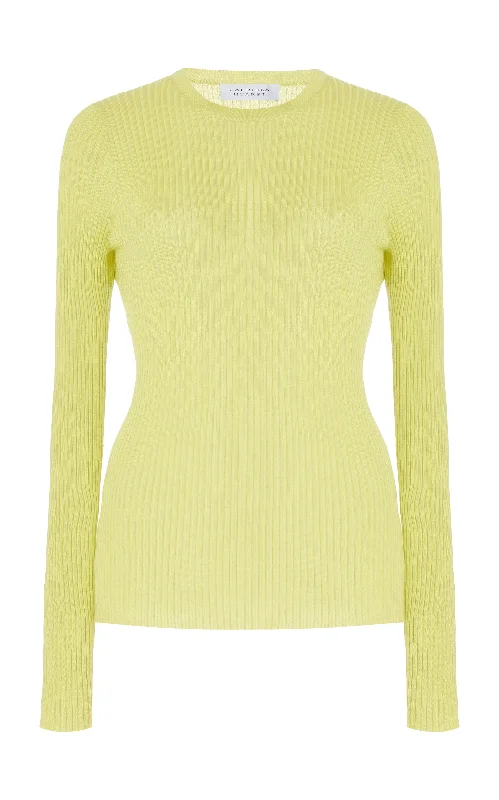 Browning Knit Sweater in Lime Adamite Cashmere Silk Boxy Sweater Fitted Sweater A-Line