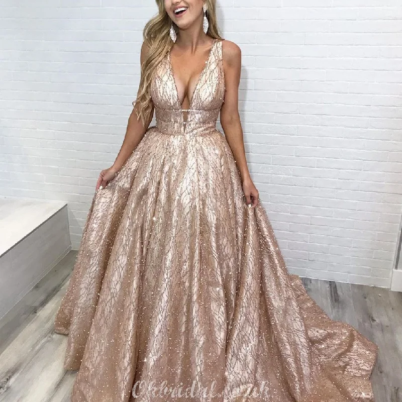 Sparkly Sequin A-line Deep V-neck Sleeveless Elegant Prom Dress, FC3978 Tunics Exclusive limited Sparkly Sequin A-line Deep V-neck Sleeveless Elegant Prom Dress, FC3978 Tunics Exclusive limited