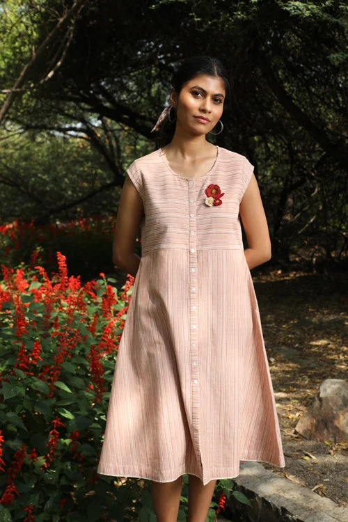 Arka Cotton Peach Striped Dress Tunics Leisure comfortable