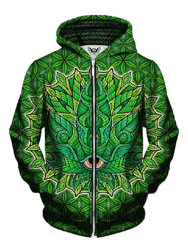 Leaf Zip-Up Hoodie Hoodie with Puffed Sleeves Voluminous Trendy