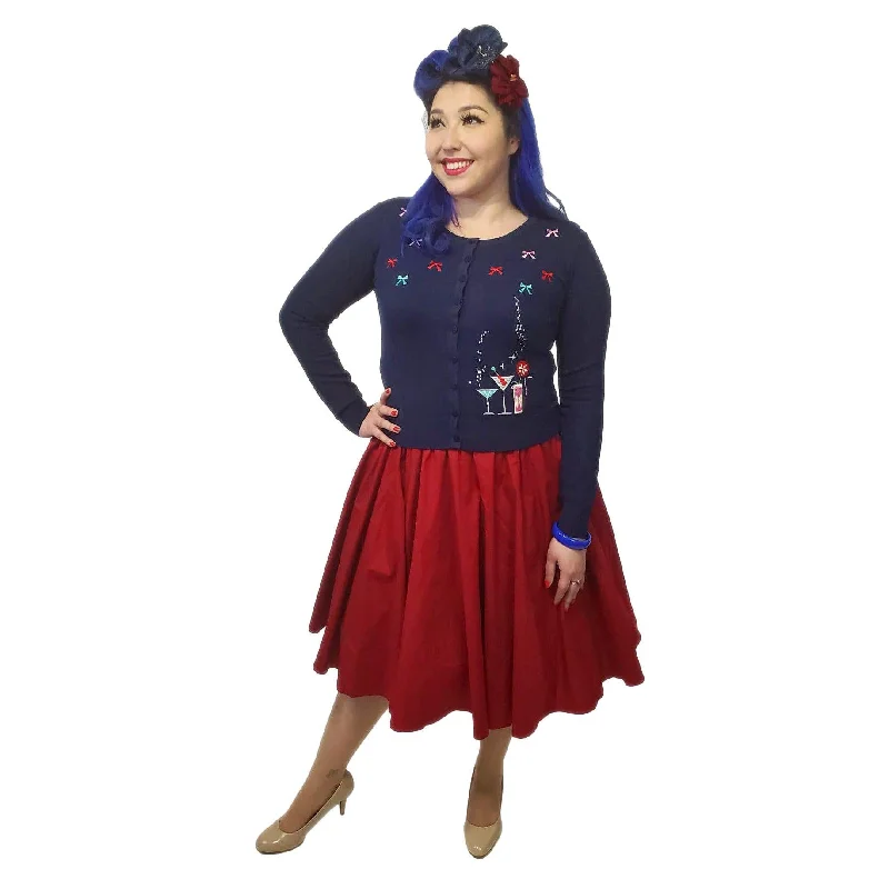 Pinup High Waist Skirt in Red denim skirt casual