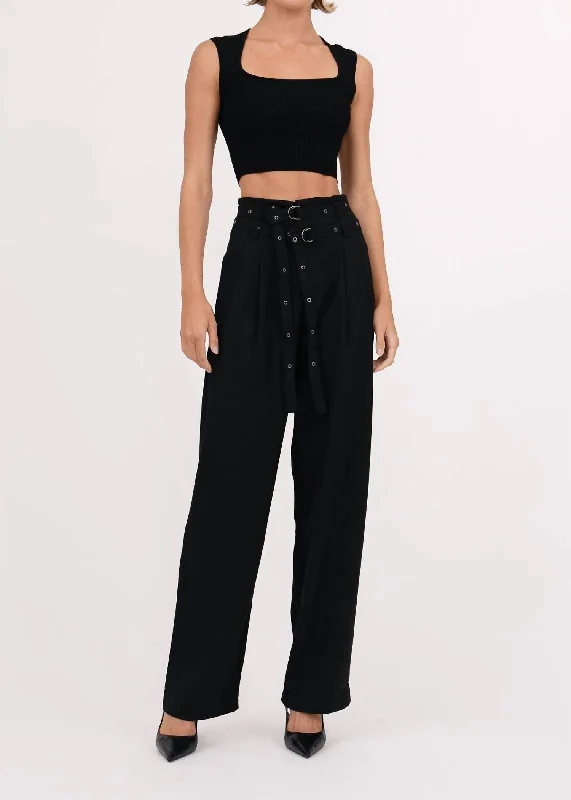 Demi Crop Top In Black Chenille Brocade Lace