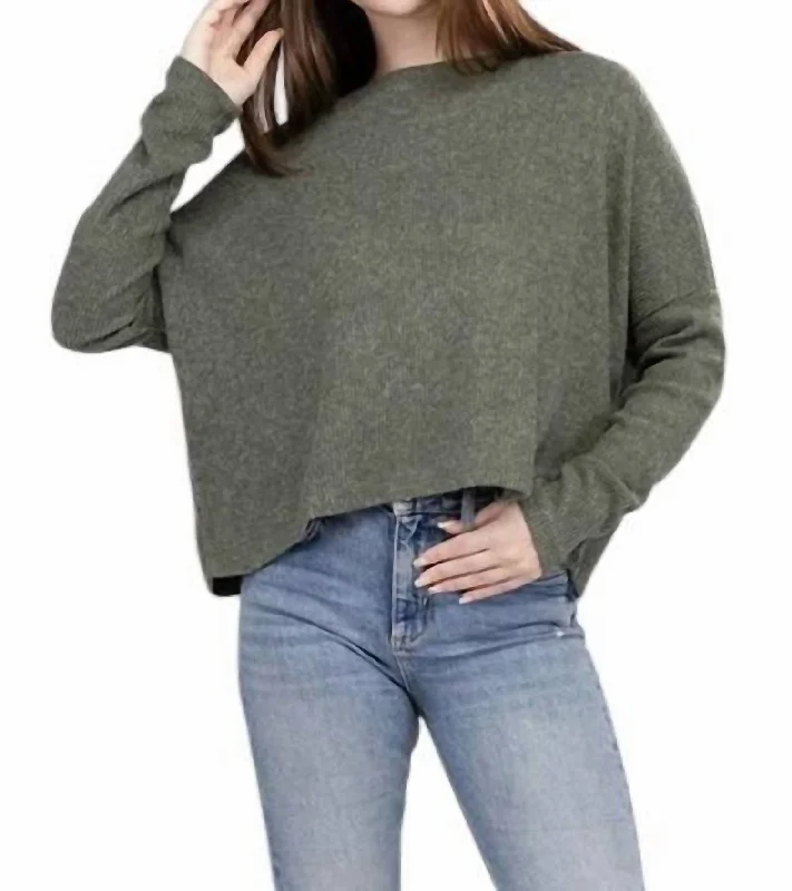 Sandcastle Sweater In Kelp Satin Blend Silk Blend Wool Blend