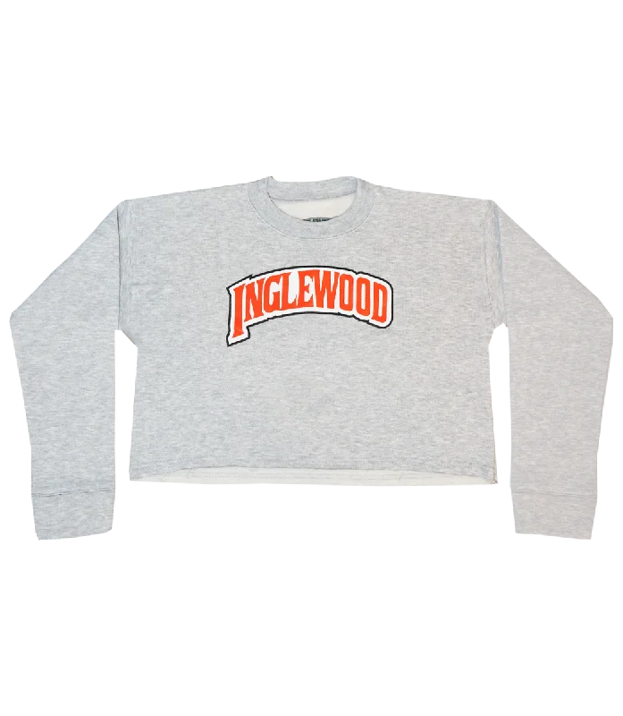 INGLEWOOD CROP TOP SWEATSHIRT GRAY Cotton Fabric Linen Fabric Terry Fabric