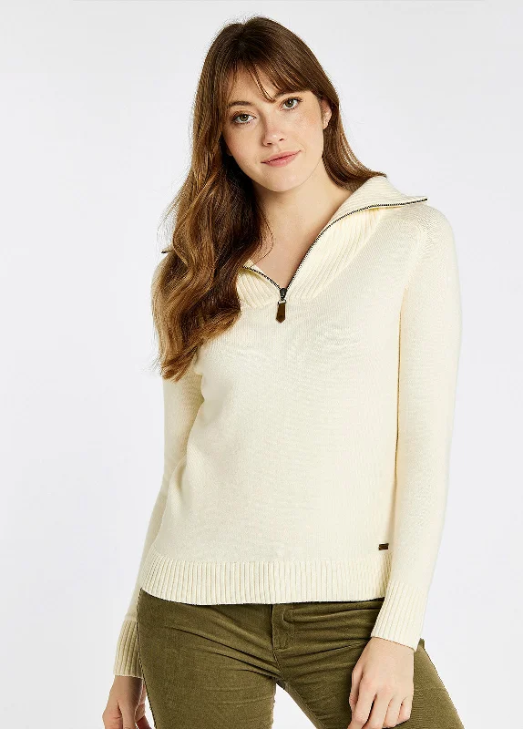 Rosmead Sweater - Chalk Herringbone Houndstooth Plaid