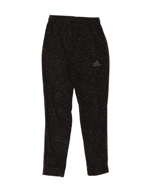 ADIDAS Womens Tracksuit Trousers Joggers UK 10 Small Black Flecked Cotton Trousers Ceremony Elegant