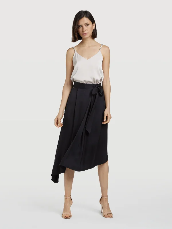 Long Overlap Skirt belted skirt waist