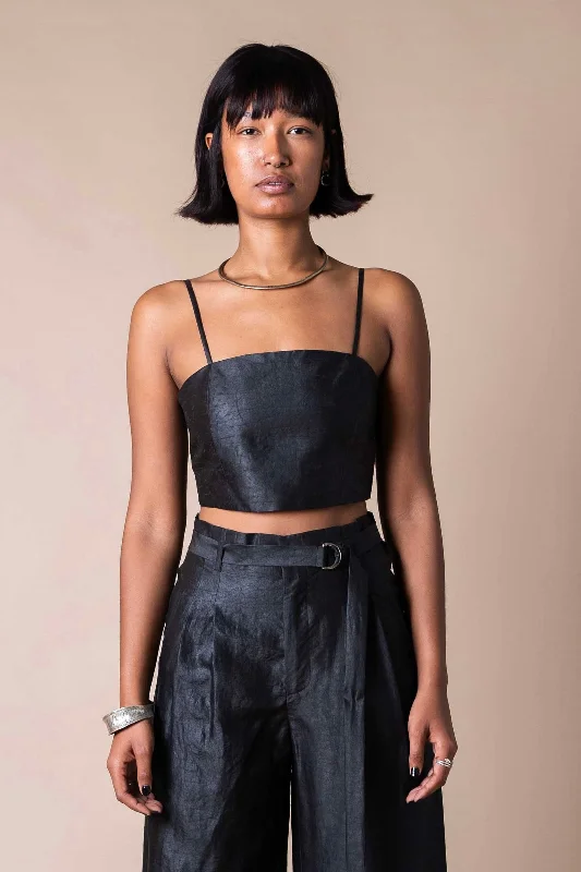 Obsidian Spaghetti Crop Top Modern Contemporary Chic