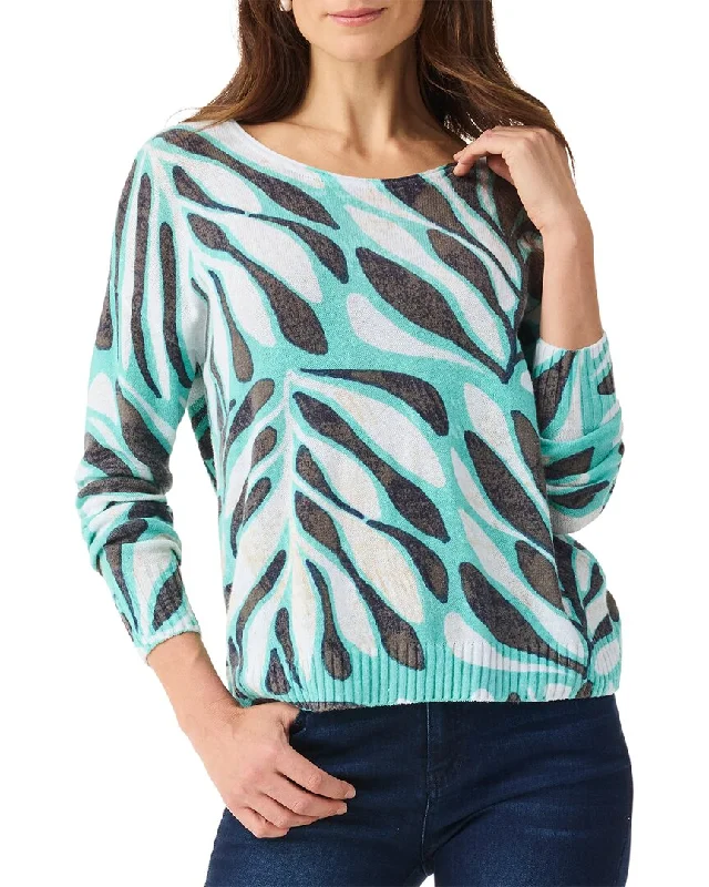 NIC+ZOE Flora Grid Supersoft Sweater Ribbed Striped Patterned