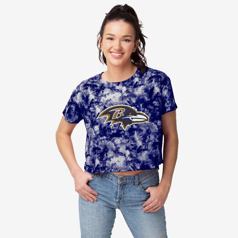 Baltimore Ravens Womens Tie-Dye Big Logo Crop Top Houndstooth Herringbone Solid