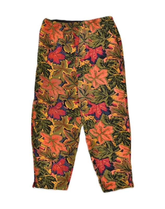 VINTAGE Womens Straight Casual Trousers W28 L23 Multicoloured Floral Trousers versatile all-occasion