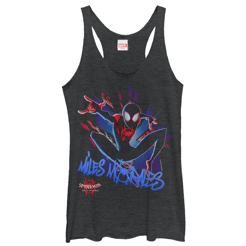 Women's Marvel Spider-Man: Into the Spider-Verse Miles Graffiti Racerback Tank Top flirty tank top