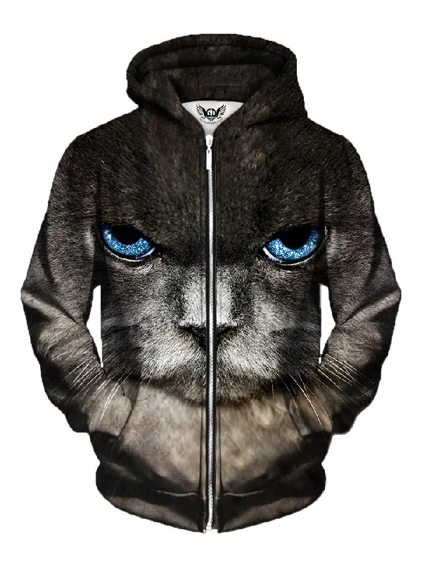 Eye Of The Kitty Cat Zip-Up Hoodie Hoodie with Relaxed Fit Easy Casual