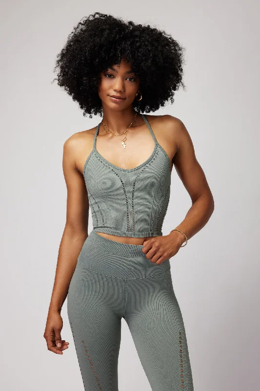 Spiritual Gangster Thea Seamless Crop Tank - Agave essential tank top