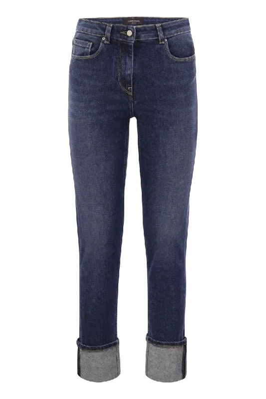 Stretch denim trousers with turn-ups Trousers Favorite Customer