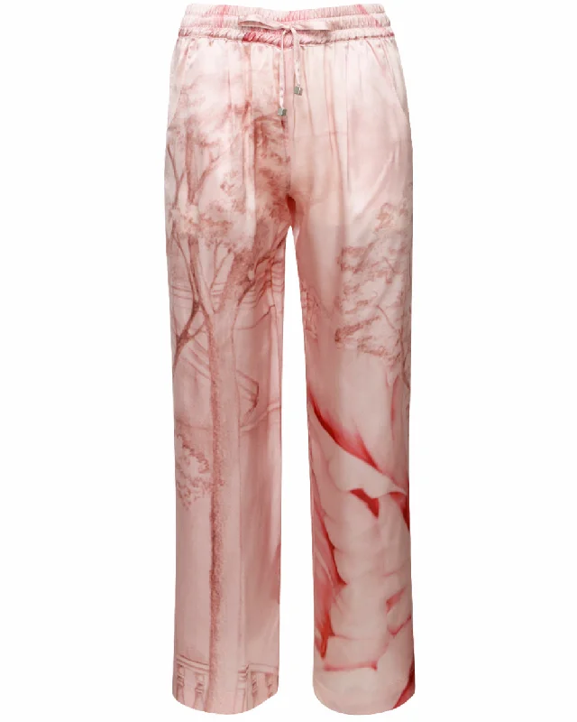 Light Pink Silk Trouser Trousers Plaid Checkered