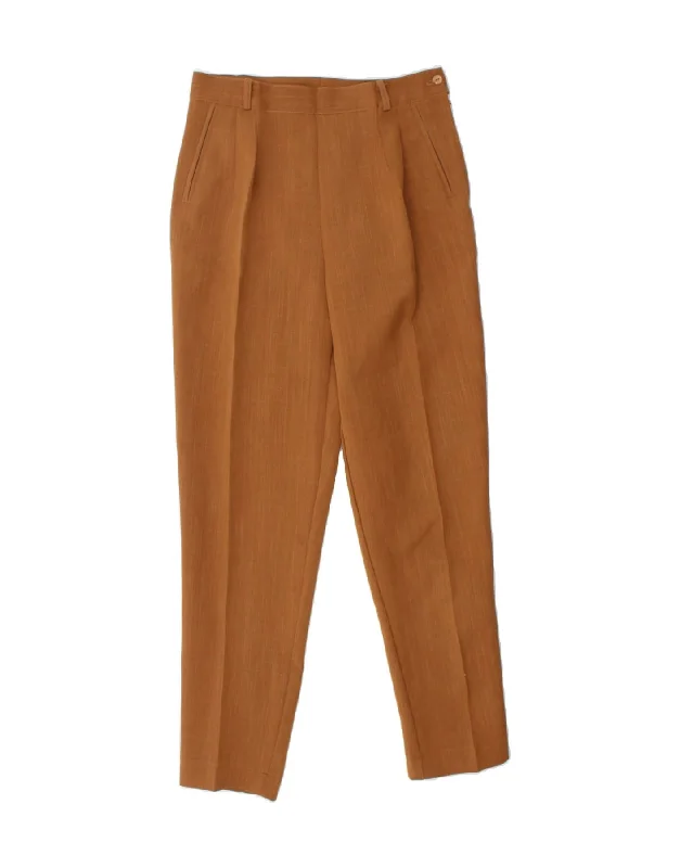 VINTAGE Womens Tapered Casual Trousers W30 L30 Brown Trousers Evening Elegant