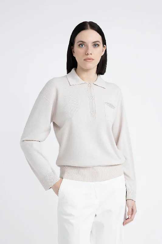 Silk, wool and cashmere polo neck sweater Mesh Fabric Canvas Fabric Denim Fabric