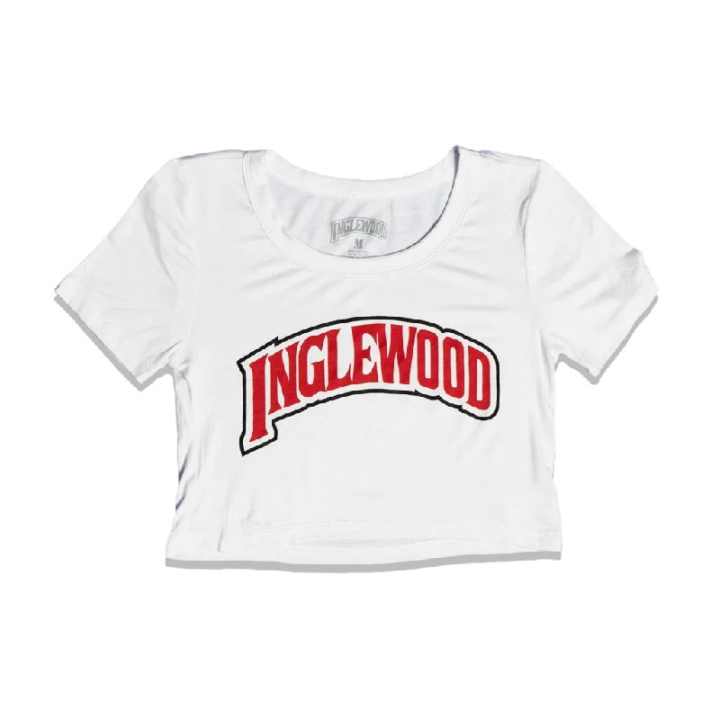 INGLEWOOD WHITE CROP TOP Front Pockets Side Pockets Patch Pockets