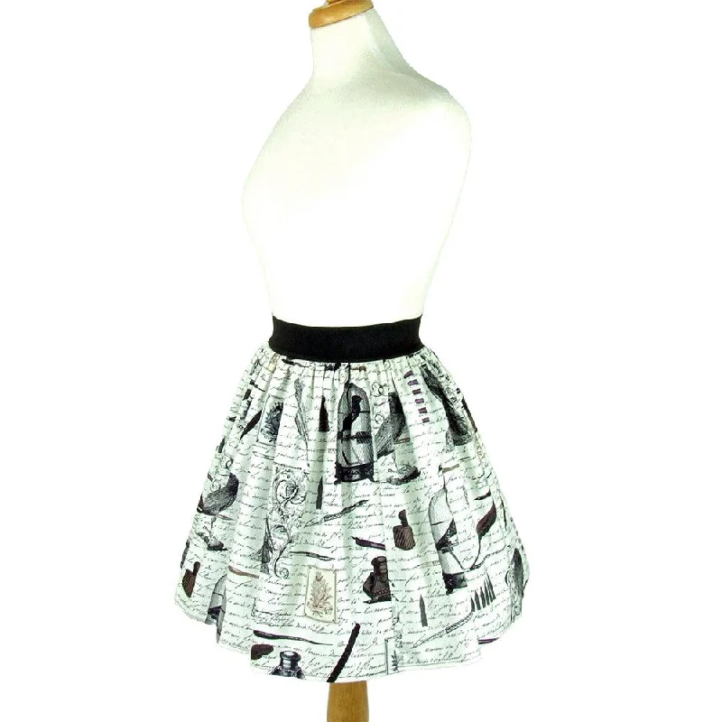 Elastic Waist Pleated Skirt in Nevermore Print by Hemet chiffon skirt airy