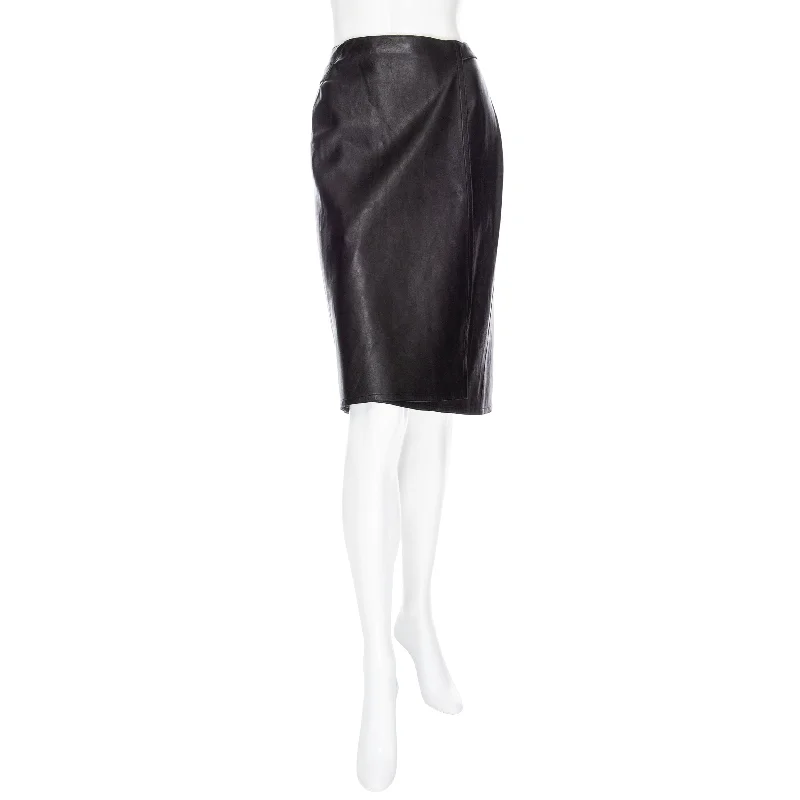 1999 Black Leather Back Strap Wrap Skirt lace skirt feminine