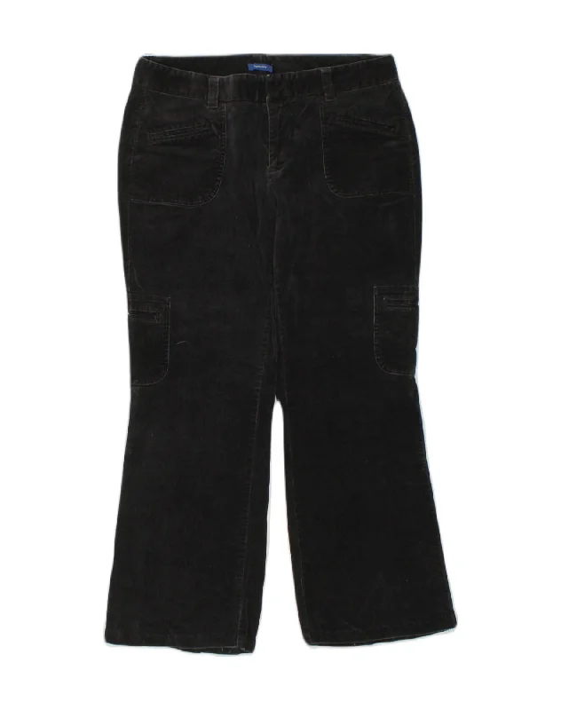 DOCKERS Womens Bootcut Corduroy Trousers US 12 Large W34 L28 Black Cotton Trousers Low Rise Relaxed