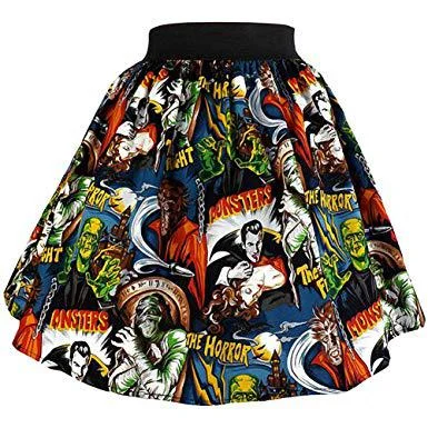 Elastic Skirt in Monster Mash Print by Hemet leather skirt bold