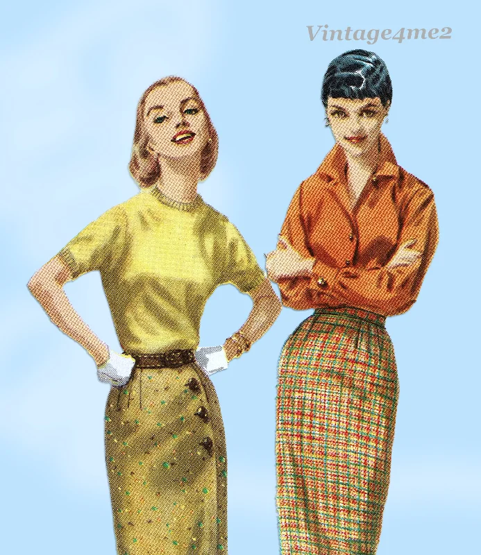 1950s Vintage Simplicity Sewing Pattern 1688 Misses Slender Wrap Skirt Sz 26 W mini skirt trendy