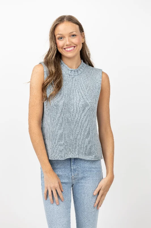 Dylan Hudson Sweater in Faded Denim Wool Sweater Cotton Sweater Cashmere Sweater