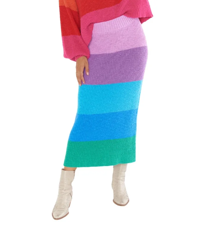 Pippa Sweater Skirt In Sunset Stripe Knit Fabric Woven Fabric Fleece Fabric