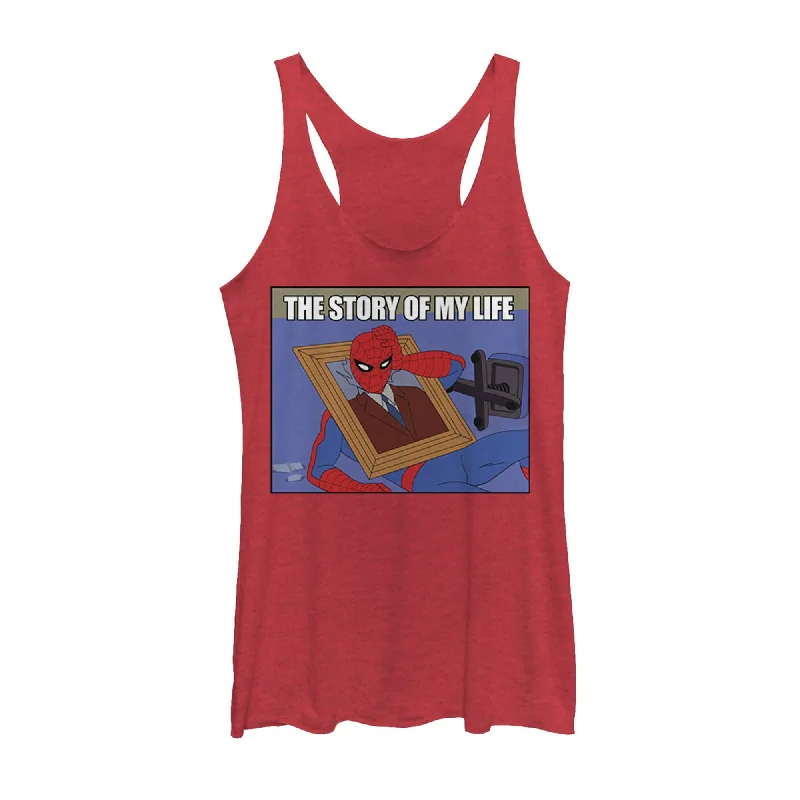 Women's Marvel Spider-Man Story of Life Racerback Tank Top slim fit tank