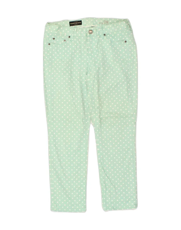 J. CREW Womens Cropped Matchstick Casual Trousers W28 L26 Green Spotted Trousers cozy soft