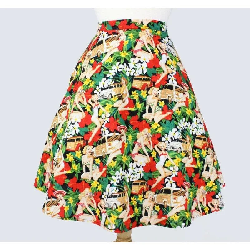 Vintage Hawaiian Tiki Aline Circle Skirt by Hemet corduroy skirt comfortable