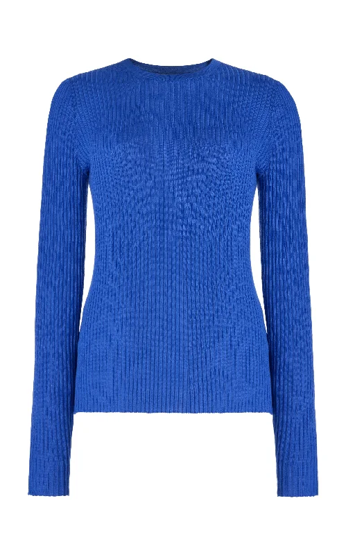 Browning Knit Sweater in Sapphire Cashmere Silk Cotton Fabric Linen Fabric Terry Fabric