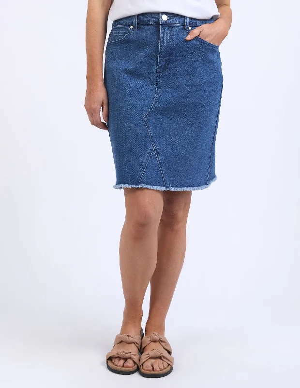 Belle Skirt - Mid Blue - Foxwood silk skirt luxurious