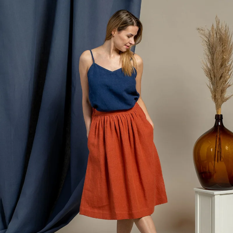 Midi Skirt Sophia Cinnamon Red cashmere skirt rich