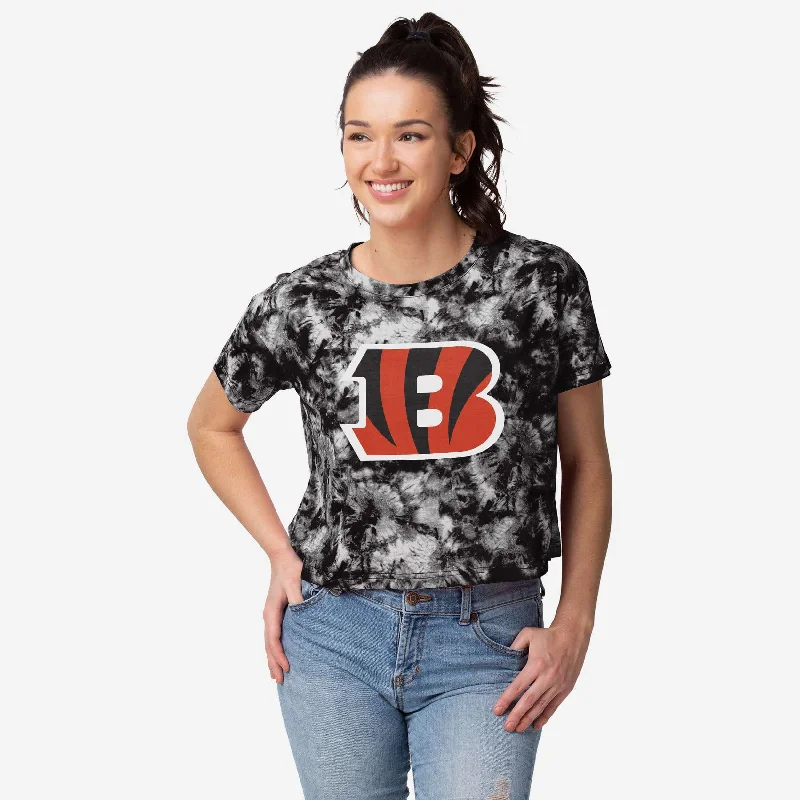 Cincinnati Bengals Womens Tie-Dye Big Logo Crop Top Chenille Fabric Brocade Fabric Lace Fabric