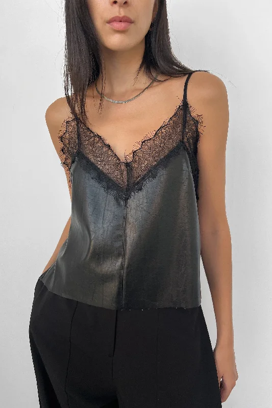 VEGAN LEATHER TANK WITH LACE lime green tank