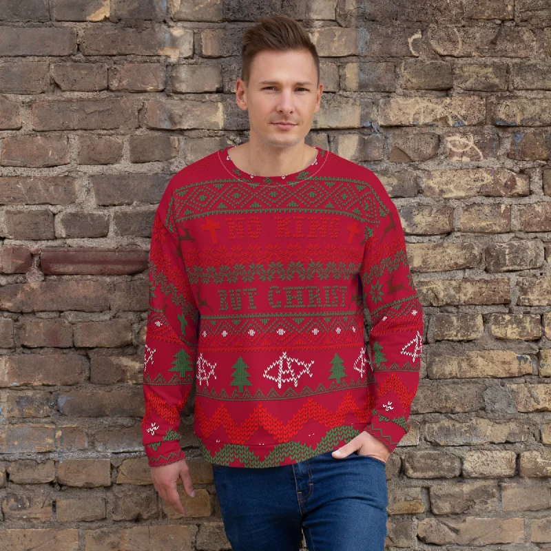 AnarchoChristian No King but Christ Unisex Ugly Christmas Sweater Fleece Fabric Down Fabric Feather Fabric