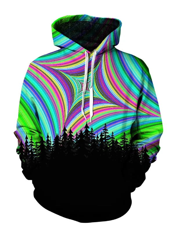 Geometric Mandala Treeline Pullover Hoodie Hoodie with High Neck Warm Protective