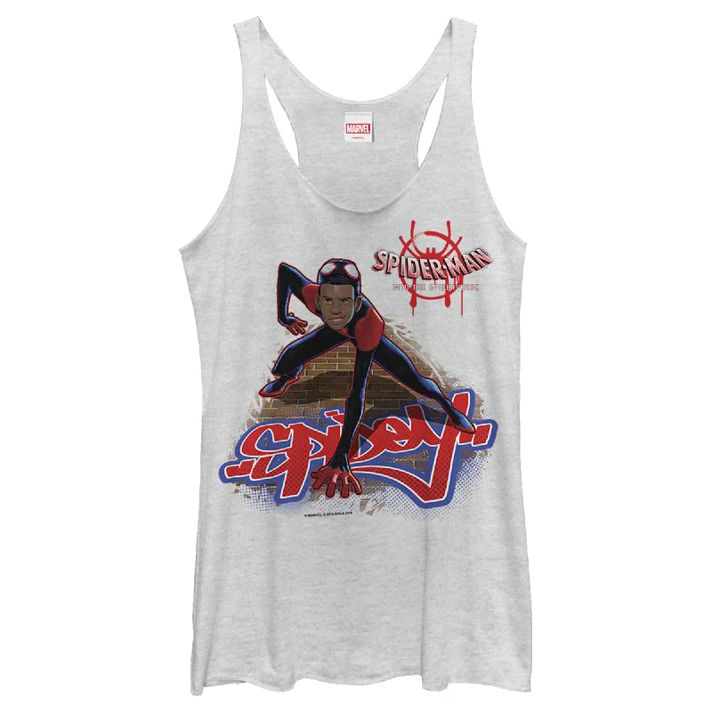 Women's Marvel Spiderverse Miles Brick Climb Racerback Tank Top graphic tank top