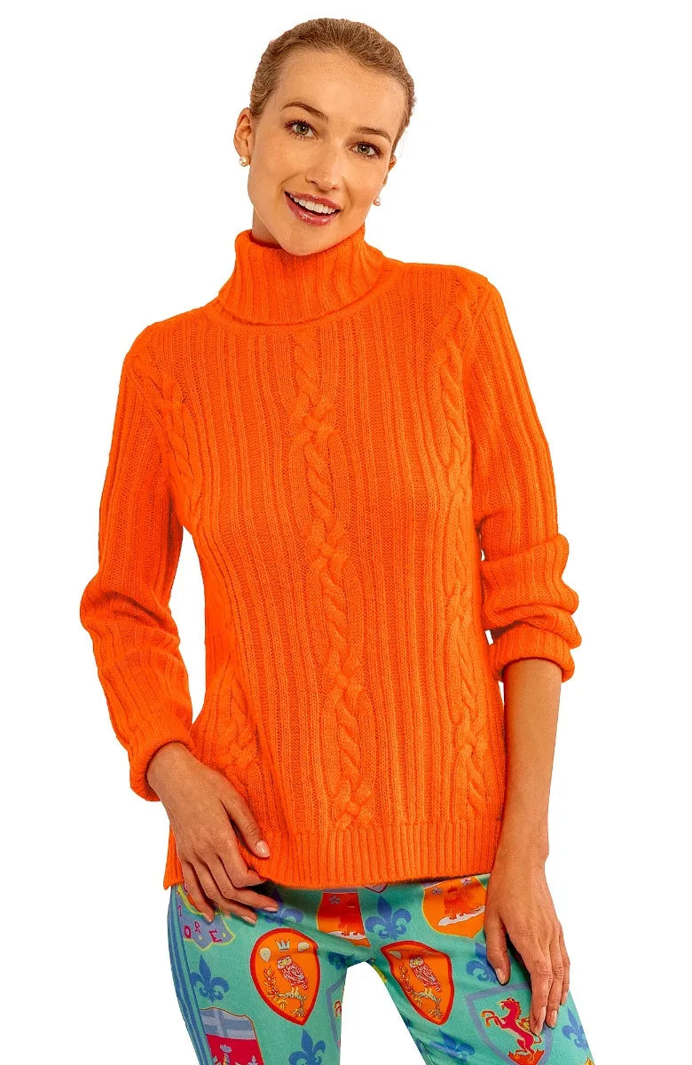 Cable Car Sweater | Popsicle Orange Polka Dot Checkered Tartan
