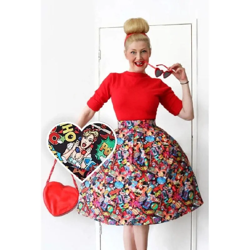 Dolly & Dotty Carolyn Skirt in Pop Art Print low waist skirt